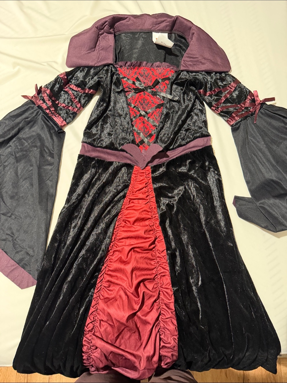 Kids Black and Red Velvet Gothic Princess Costume